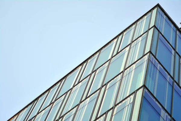 Kék Tiszta Üveg Fal Modern Irodaház — Stock Fotó