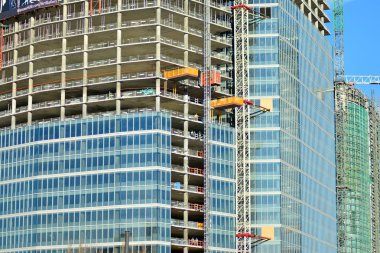 Varşova, Polonya. 8 Mart 2019. Varşova Hub inşaatı. Varşova Hub 75.000 metrekare ofis alanı oluşturan