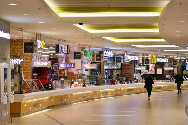 Varsovia Polonia Marzo 2019 Zona Restaurantes Centro Comercial Arkadia Arkadia — Foto de Stock