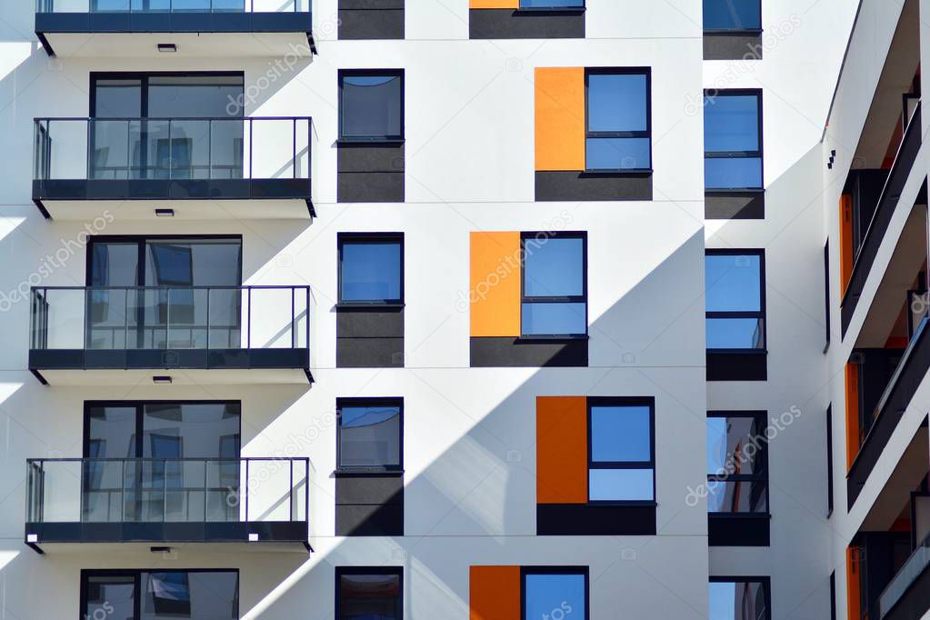 New-build residential building on a sunny summer day