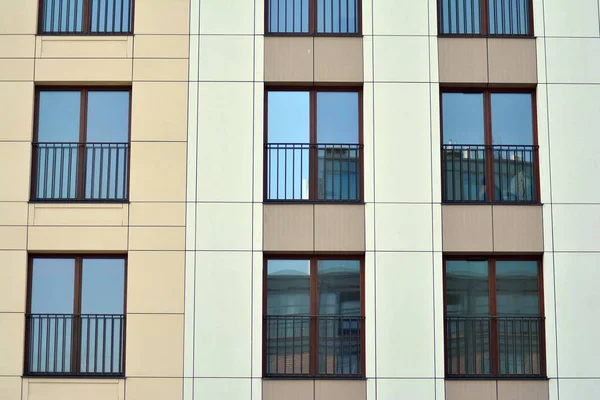 Fragment Modern Apartment Building Front Very Modern Apartment House — Stock Photo, Image