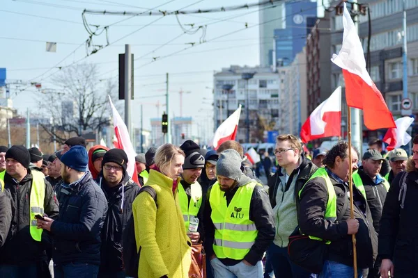 Warschau Polen April 2019 Boeren Van Agrounia Unie Georganiseerde Demonstratie — Stockfoto