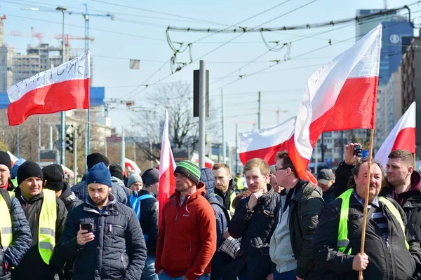 Warschau Polen April 2019 Boeren Van Agrounia Unie Georganiseerde Demonstratie — Stockfoto