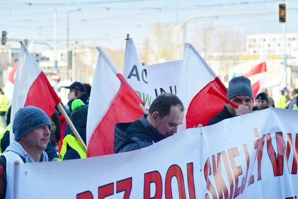 Warschau Polen April 2019 Boeren Van Agrounia Unie Georganiseerde Demonstratie — Stockfoto