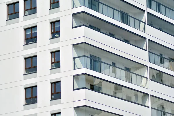 Modern european complex of apartment buildings. Fragment of a modern residential apartment building.