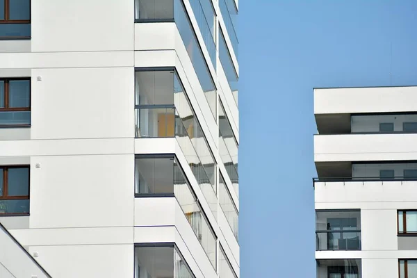 Modern european complex of apartment buildings. Fragment of a modern residential apartment building.