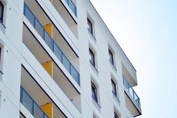 Modern european complex of apartment buildings. Fragment of a modern residential apartment building.