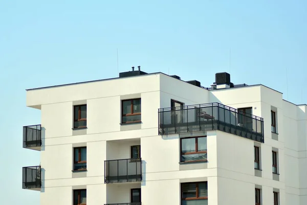 Modern european complex of apartment buildings. Fragment of a modern residential apartment building.