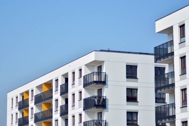 Modern Avrupa konut binaları çeyreği. Soyut mimari, modern şehir geometrisinin bir parçası.