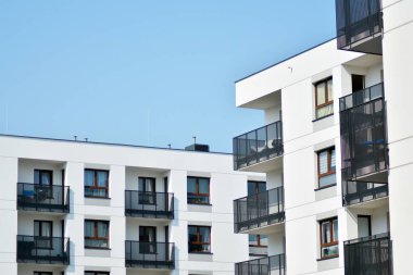 Modern Avrupa konut binaları çeyreği. Soyut mimari, modern şehir geometrisinin bir parçası.