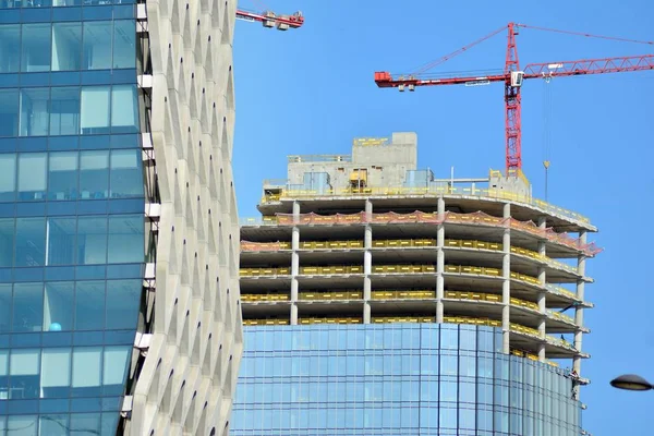 Warschau Polen April 2019 Bouw Van Het Mennica Legacy Tower — Stockfoto