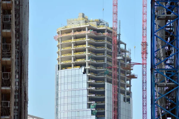 Warschau Polen April 2019 Bouw Van Het Mennica Legacy Tower — Stockfoto