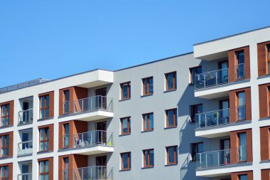 Modern Avrupa konut binaları çeyreği. Soyut mimari, modern şehir geometrisinin bir parçası.