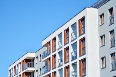 Modern Avrupa konut binaları çeyreği. Soyut mimari, modern şehir geometrisinin bir parçası.