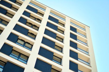 Modern Avrupa konut binaları çeyreği. Soyut mimari, modern şehir geometrisinin bir parçası.