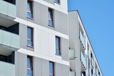 Modern Avrupa konut binaları çeyreği. Soyut mimari, modern şehir geometrisinin bir parçası.
