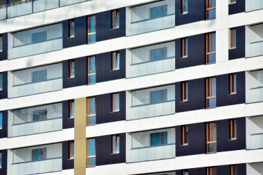 Modern Avrupa konut binaları çeyreği. Soyut mimari, modern şehir geometrisinin bir parçası.