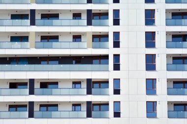 Modern Avrupa konut binaları çeyreği. Soyut mimari, modern şehir geometrisinin bir parçası.