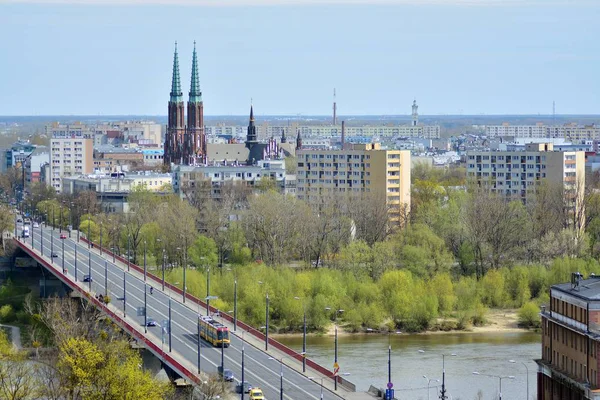 Warsaw Poland April 2019 Warsaw Skyline Buildings Bridge Vistula River — Stock Photo, Image