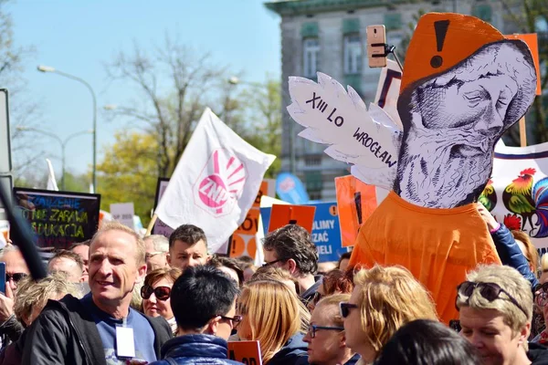 Warschau Polen April 2019 Enkele Duizenden Leraren Evenals Ouders Studenten — Stockfoto