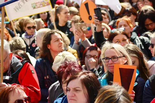 Warsaw Poland April 2019 Several Thousand Teachers Well Parents Students — Stock Photo, Image