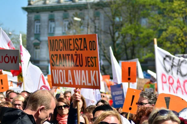 Warszawa Polen April 2019 Flera Tusen Lärare Liksom Föräldrar Och — Stockfoto
