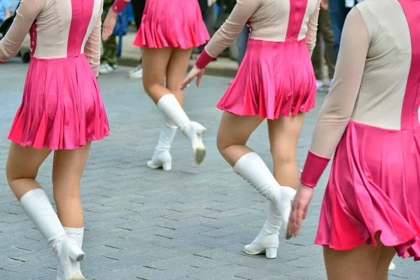 Cheerleaders Closeup Symmetrical Formation — Stock Photo, Image