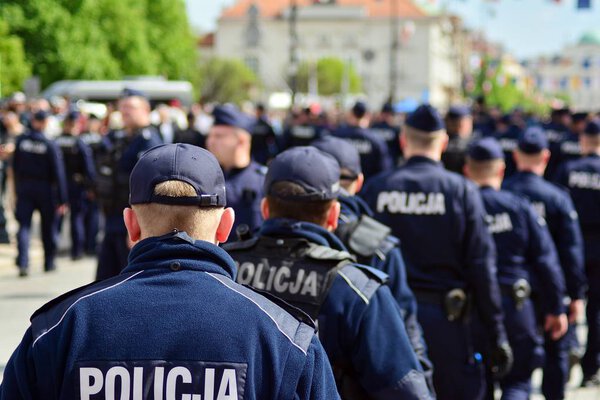 Warsaw, Poland. 1 May 2019. Police departments securing demonstrations of Polish nationalists