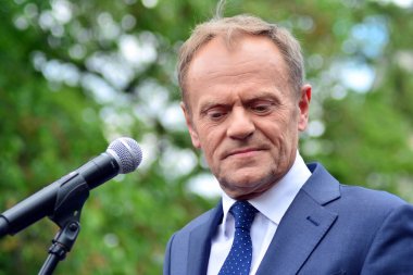 Varşova, Polonya.3 Mayıs 2019. Varşova'da bulunan Avrupa Konseyi Başkanı Donald Tusk, Polonya'nın siyasi liderlerini bir konuşmasında 