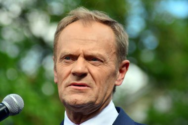 Varşova, Polonya.3 Mayıs 2019. Varşova'da bulunan Avrupa Konseyi Başkanı Donald Tusk, Polonya'nın siyasi liderlerini bir konuşmasında 