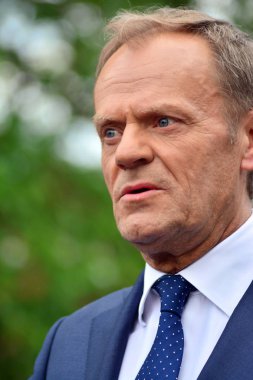 Varşova, Polonya.3 Mayıs 2019. Varşova'da bulunan Avrupa Konseyi Başkanı Donald Tusk, Polonya'nın siyasi liderlerini bir konuşmasında 