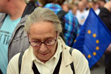 Varşova, Polonya. 18 Mayıs 2019. Mart 'Avrupa'da Polonya'. Aktris Maja Komorowska