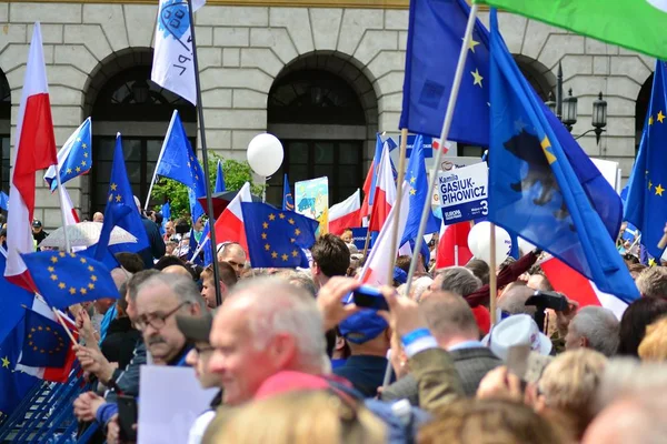 Varşova Polonya Mayıs 2019 Mart Avrupa Polonya Binlerce Muhalefet Destekçisi — Stok fotoğraf