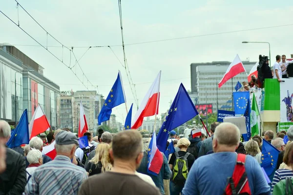 Varsovia Polonia Mayo 2019 Miles Partidarios Oposición Marcharon Capital Polaca — Foto de Stock