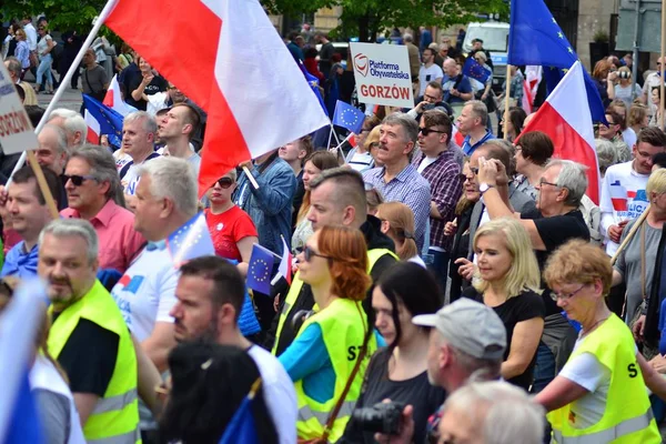 Warsaw Poland May 2019 March Poland Europe Thousands Opposition Supporters — Stock Photo, Image