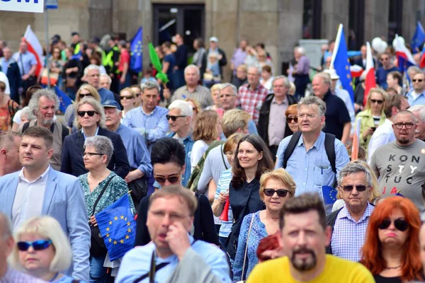 Warschau Polen Mei 2019 Maart Polen Europa Duizenden Aanhangers Van — Stockfoto