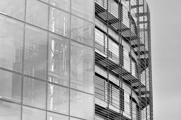 Fragmento Fachada Edifício Escritórios Moderno Exterior Parede Vidro Com Textura — Fotografia de Stock