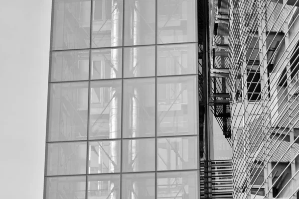 Fragmento Fachada Edifício Escritórios Moderno Exterior Parede Vidro Com Textura — Fotografia de Stock