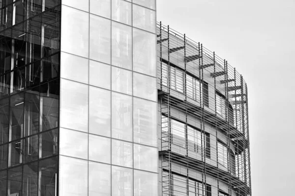 Fragmento Fachada Edifício Escritórios Moderno Exterior Parede Vidro Com Textura — Fotografia de Stock