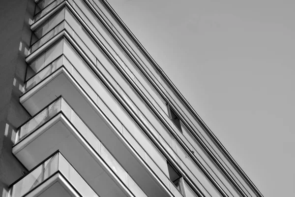 Modern Apartment Buildings Facade Modern Apartment Building Black White — Stock Photo, Image