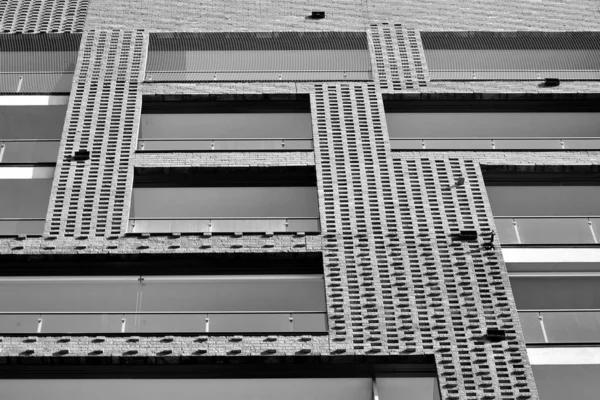Moderní Bytové Domy Fasáda Moderním Bytovém Domě Černá Bílá — Stock fotografie