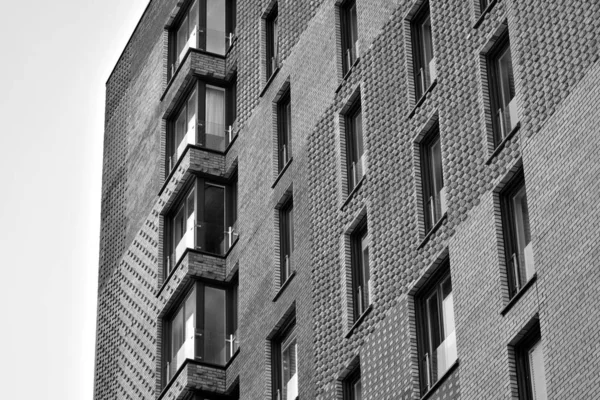 Modern Apartment Buildings Facade Modern Apartment Building Black White — Stock Photo, Image