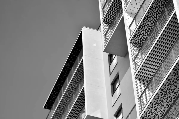 Immeubles Modernes Façade Immeuble Moderne Noir Blanc — Photo