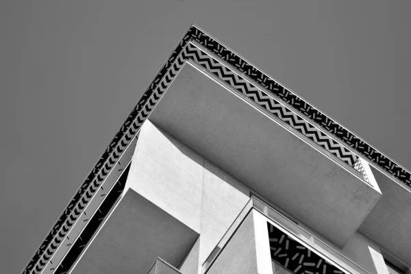 Modern Apartment Buildings Facade Modern Apartment Building Black White — Stock Photo, Image