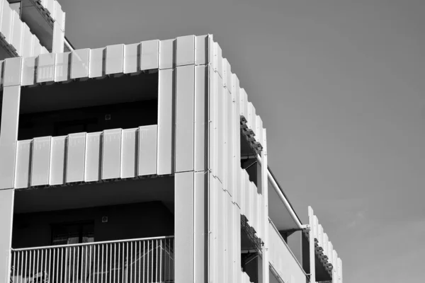 Modern Apartment Buildings Facade Modern Apartment Building Black White — Stock Photo, Image