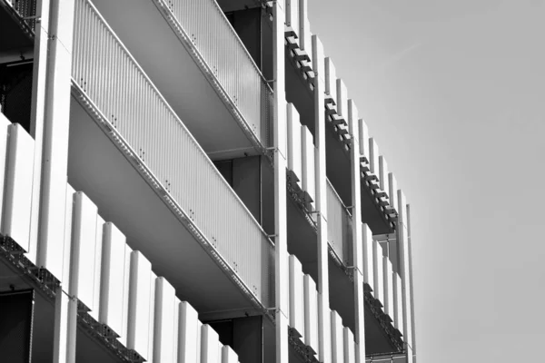 Modern Apartment Buildings Facade Modern Apartment Building Black White — Stock Photo, Image