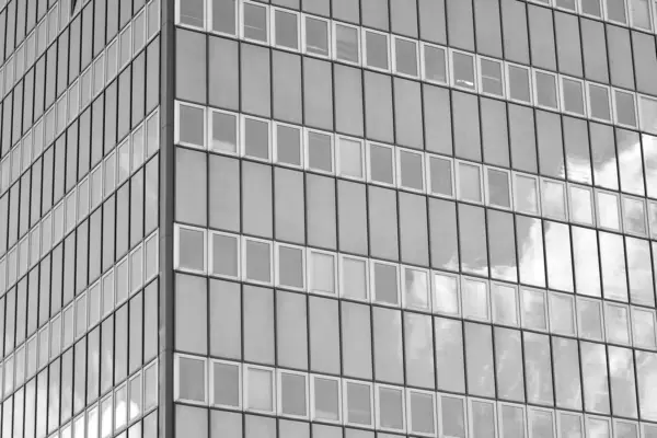 Fragment Façade Immeuble Bureaux Moderne Extérieur Paroi Verre Avec Une — Photo