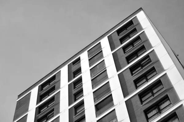 Modern Apartment Buildings Facade Modern Apartment Building Black White — Stock Photo, Image