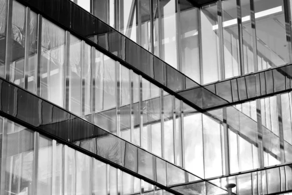 Fragmento Fachada Edifício Escritórios Moderno Exterior Parede Vidro Com Textura — Fotografia de Stock