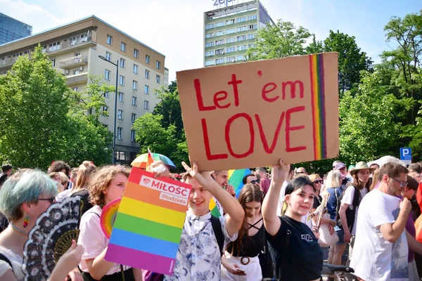 Varsóvia Polónia Junho 2019 Maior Desfile Orgulho Gay Europa Central — Fotografia de Stock